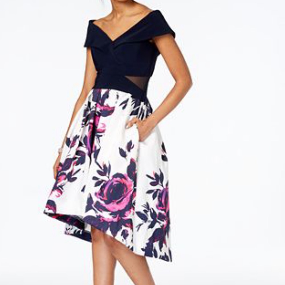 Off-the-shoulder Floral-Print Dress